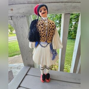 Vintage Greek Traditional Male Doll. 11" Stockinette. 1970s.